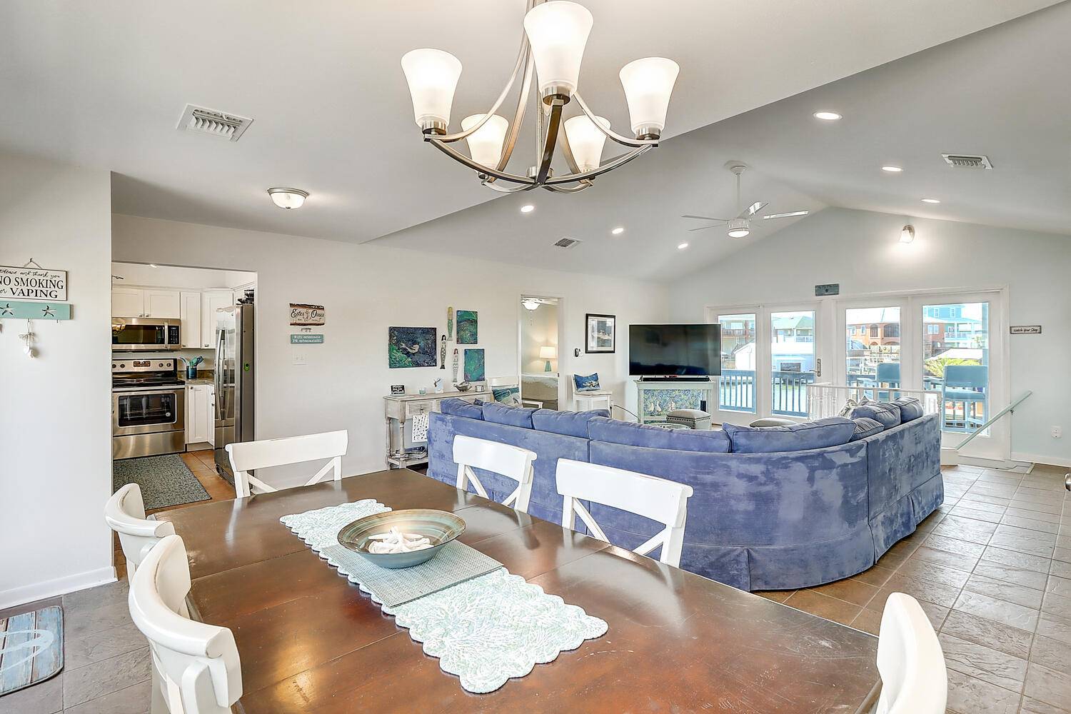 Open Living, Dining, and Kitchen 