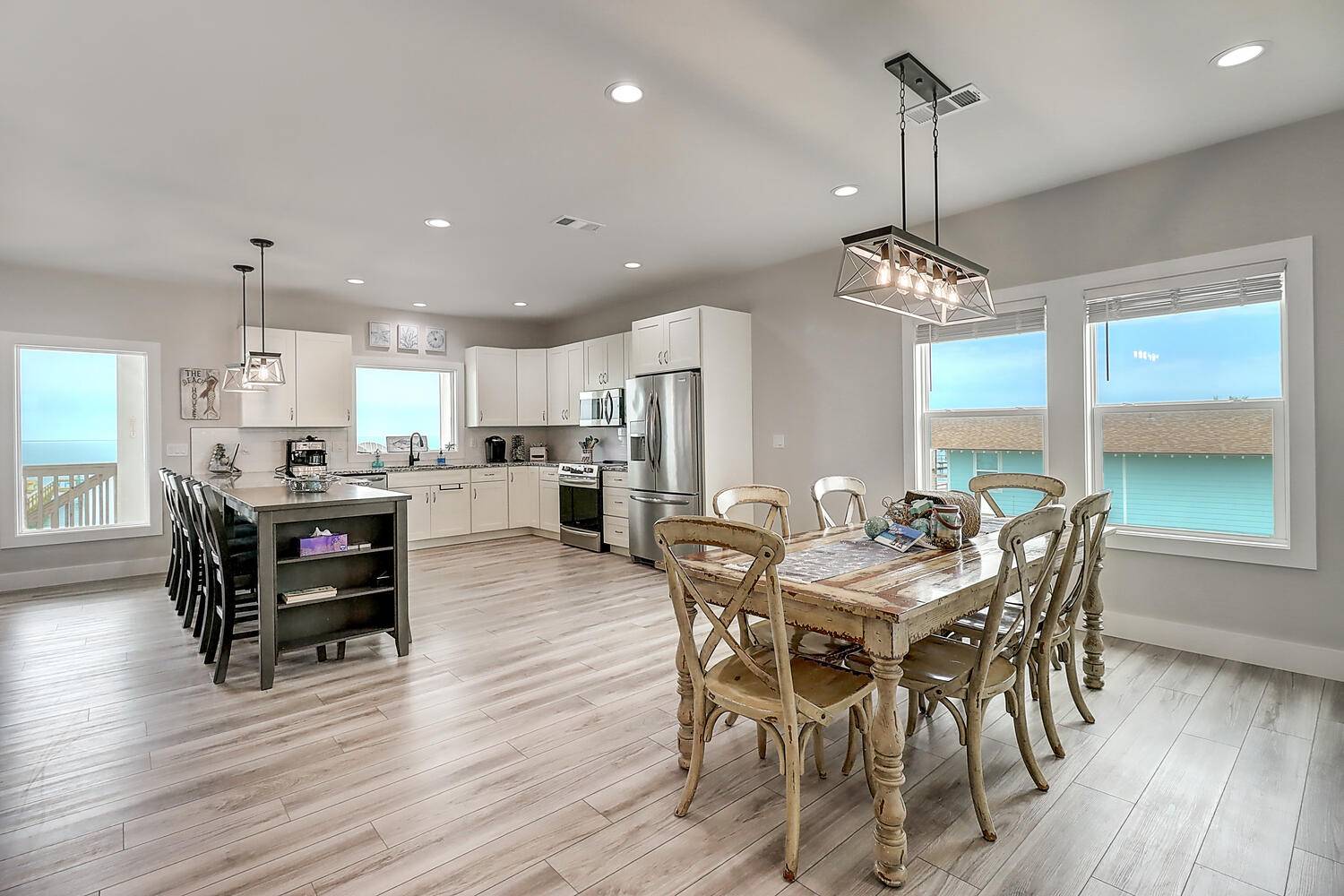 Open Living, Dining, and Kitchen