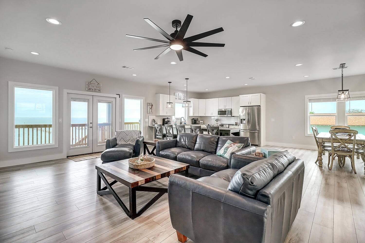 Open Living, Dining, and Kitchen