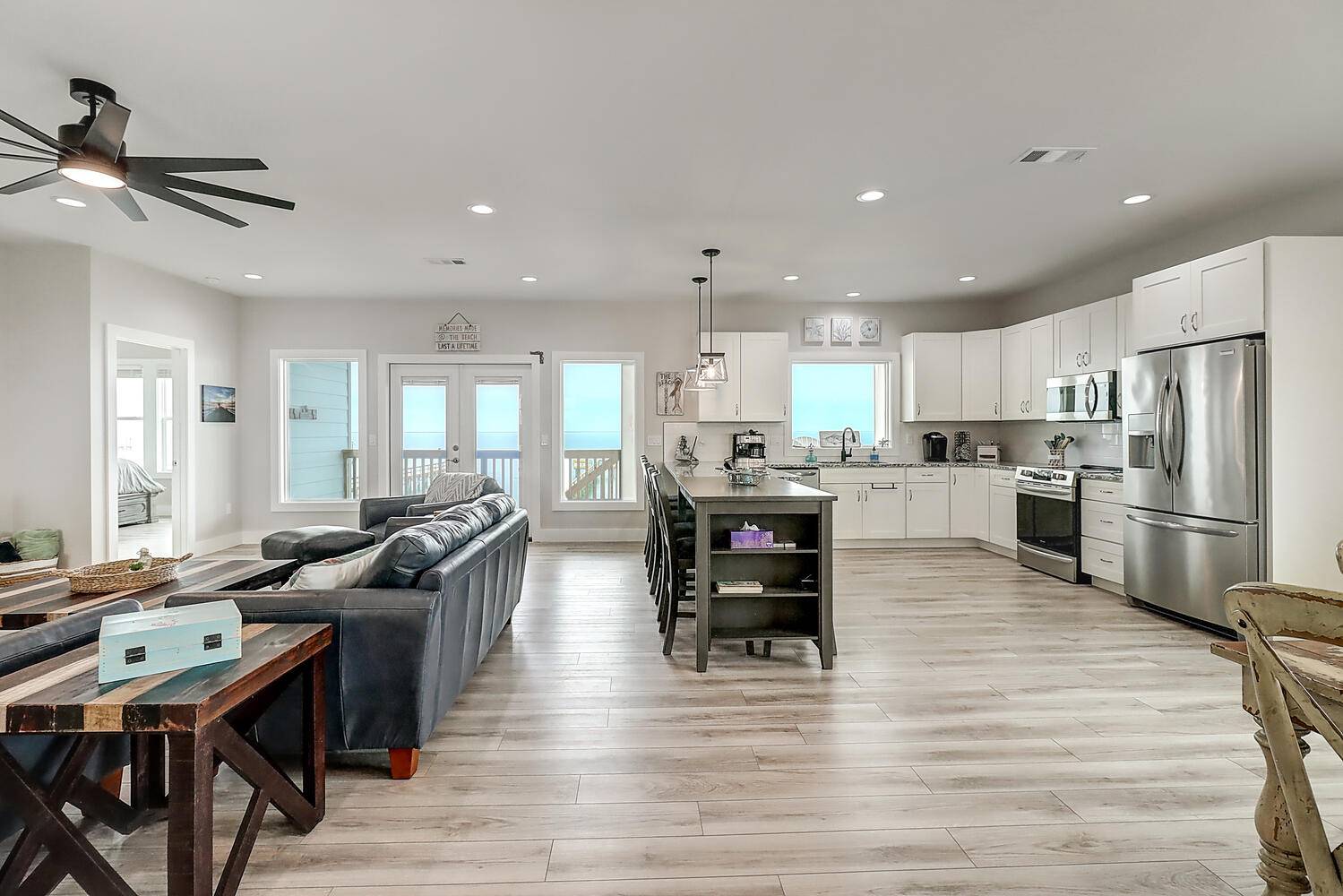 Open Living, Dining, and Kitchen
