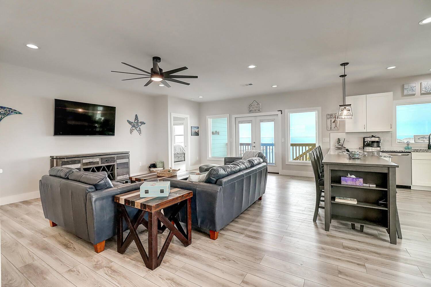 Open Living, Dining, and Kitchen