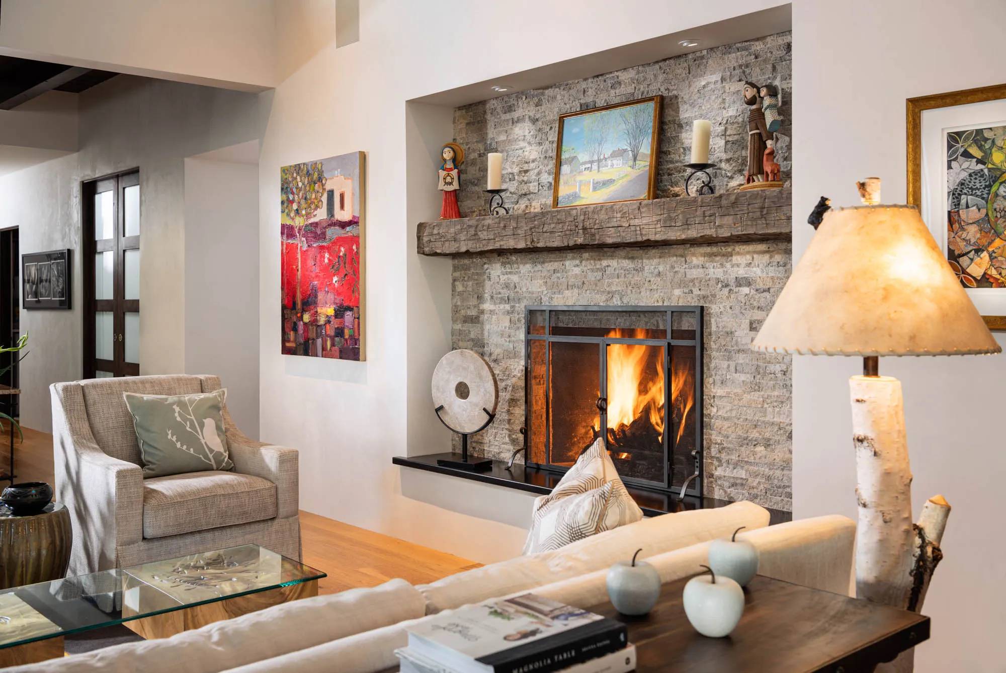 living room with fireplace 