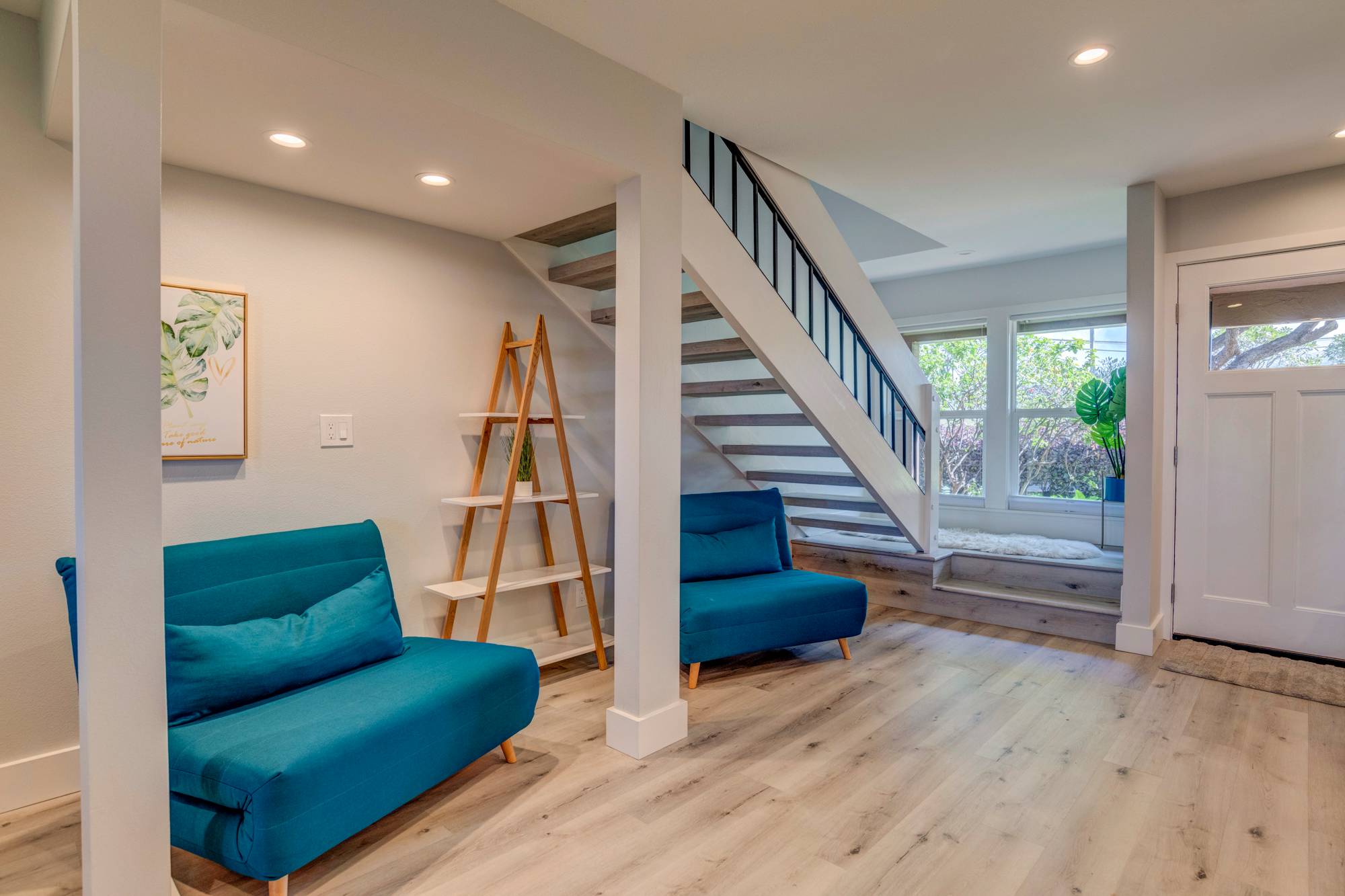 extra seating next to dining room/below stairs