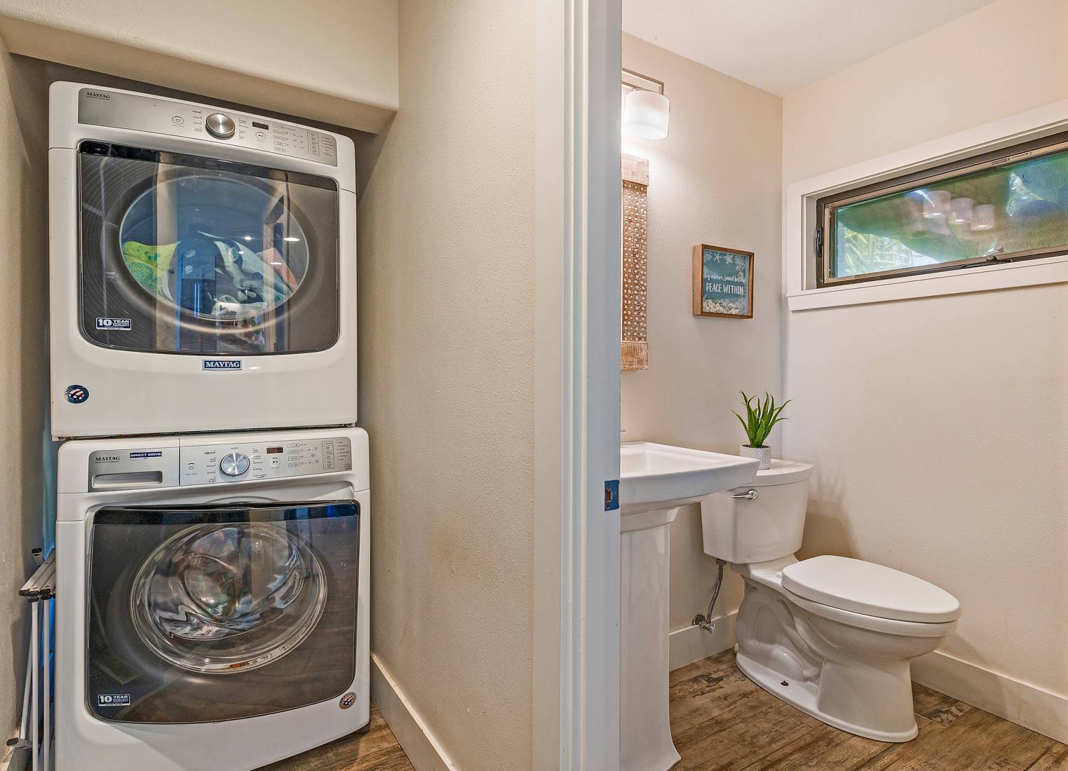 laundry & downstairs half bathroom view