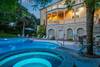 Backyard pool with hot tub