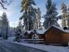 Snow covered Big Bear Cool Cabins, Pine Forest Cabin front