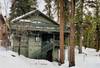 Snow covered Big Bear Cool Cabins, Treetop Falls