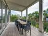 Outside dining table with ocean views