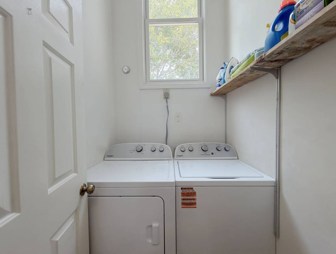 Laundry located off the landing heading upstairs. Laundry located off the landing heading upstairs.