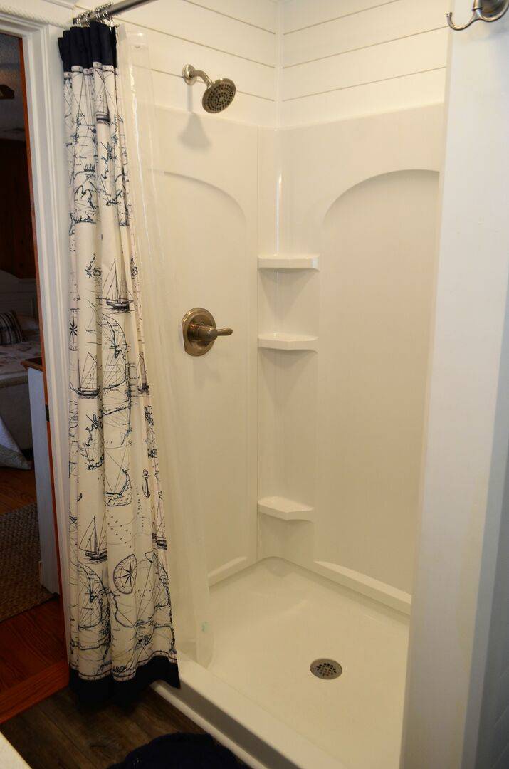 walk-in shower. walk-in shower.