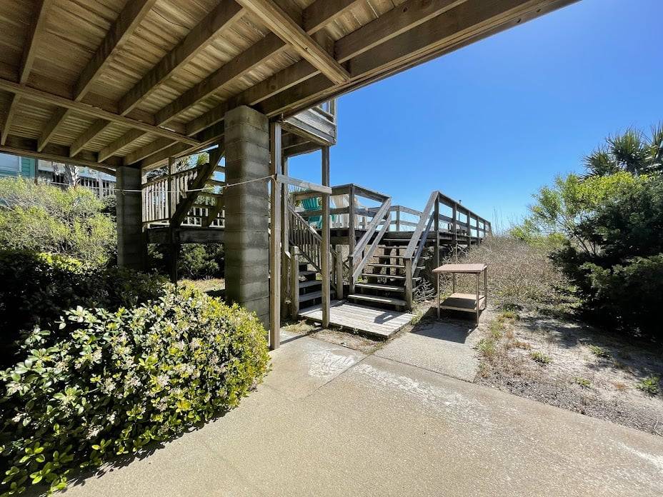 Beach walkway access from under house Beach walkway access from under house