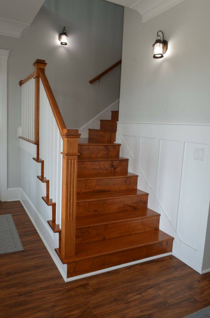 Stairs up to 2nd living space and bedrooms 4 - 8. Stairs up to 2nd living space and bedrooms 4 - 8.