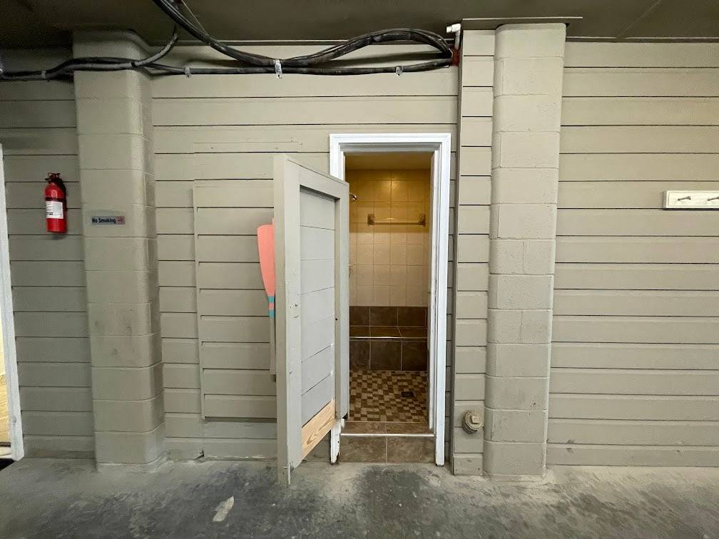 Tile Walk-In shower in Garage Area Tile Walk-In shower in Garage Area