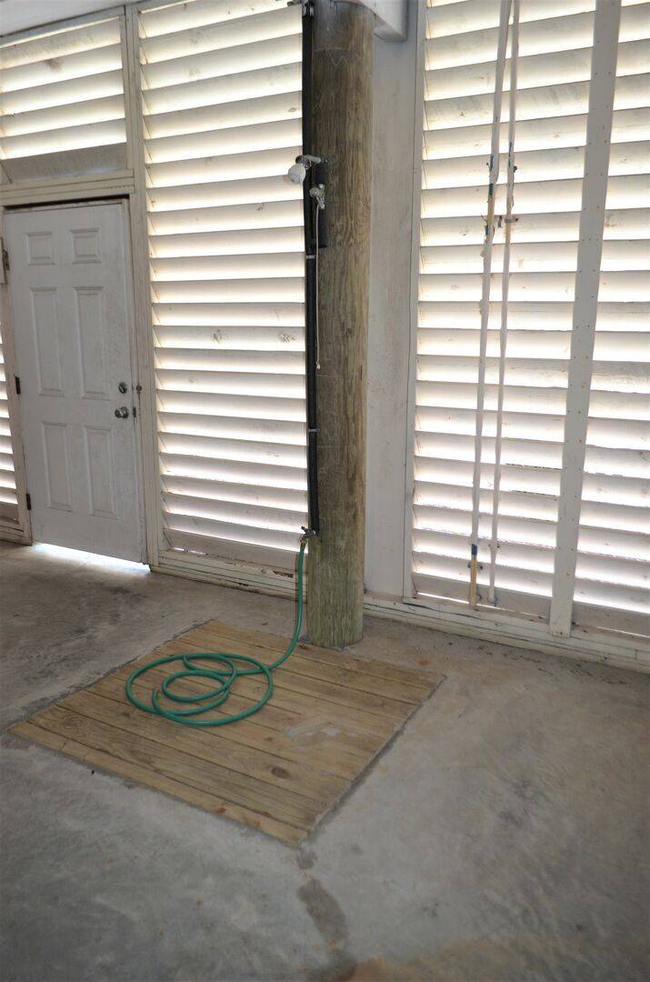 Shower Underneath Home in Garage Shower Underneath Home in Garage