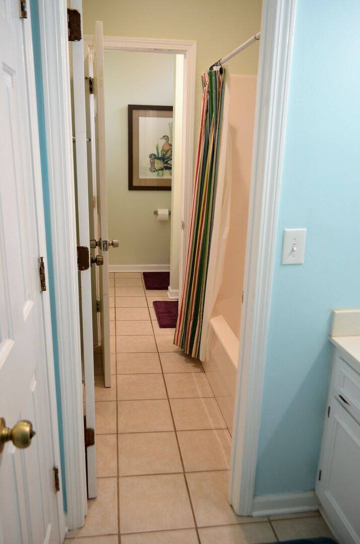 and shared shower/tub combo with Bedroom 2. and shared shower/tub combo with Bedroom 2.