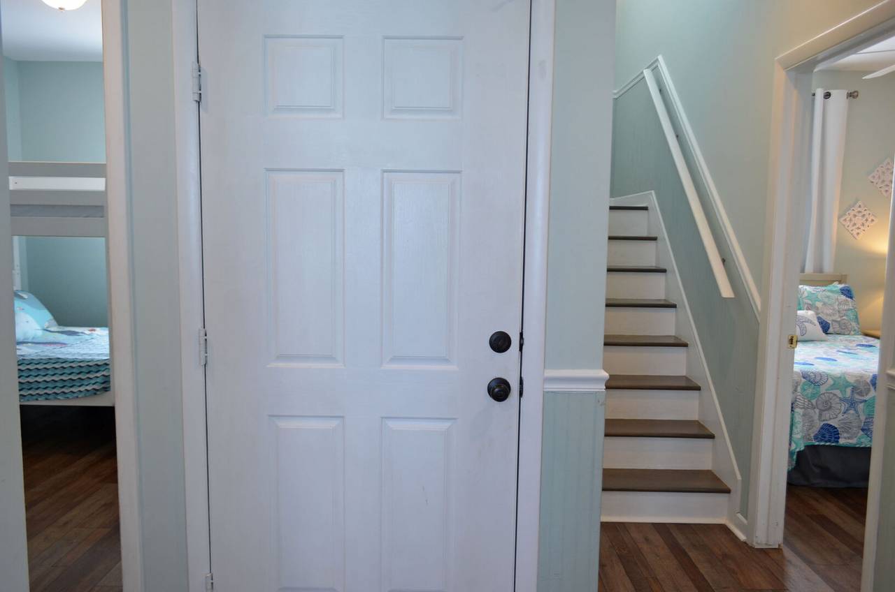 Entry door and stairway Entry door and stairway