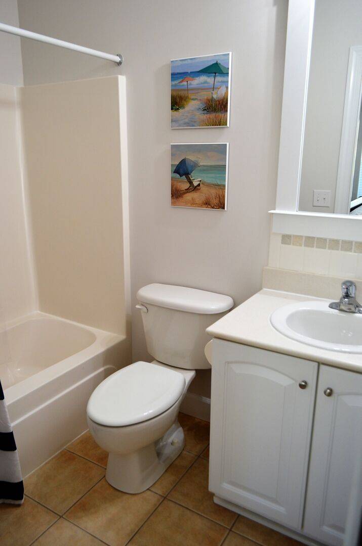 with a single vanity & shower/tub combo. with a single vanity & shower/tub combo.