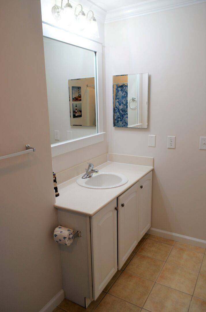 Upstairs Hall Bathroom features a single vanity & Upstairs Hall Bathroom features a single vanity &