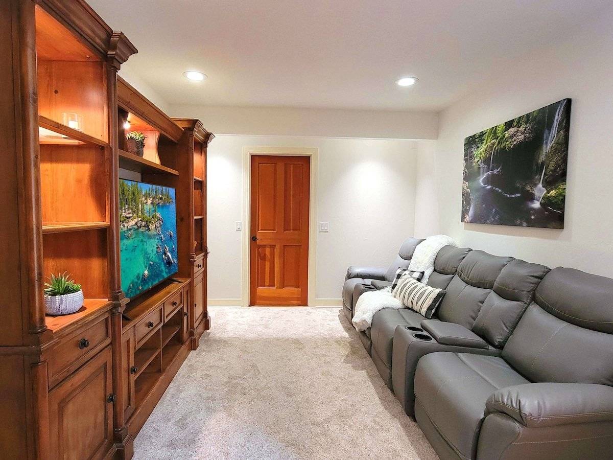 Media room with 4-person recliner Media room with 4-person recliner