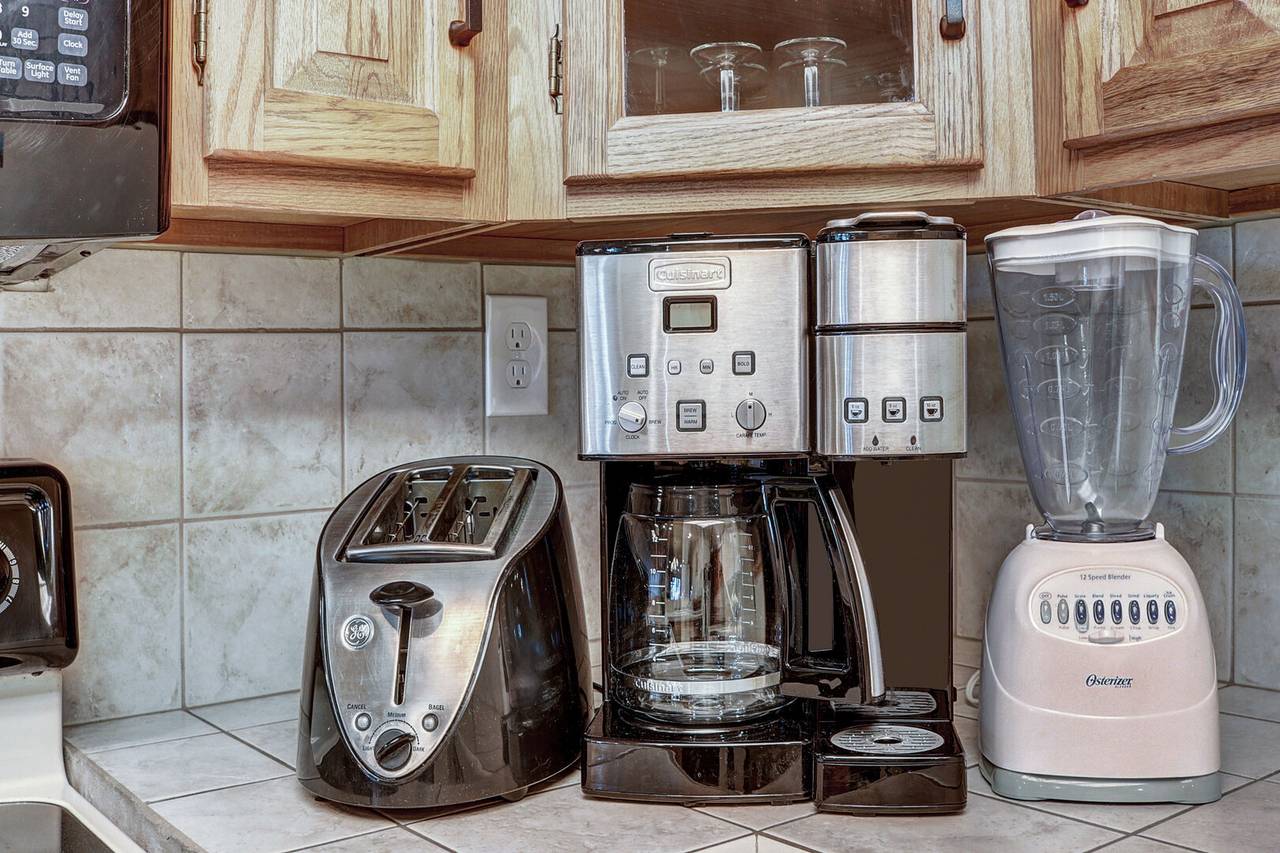 Small appliances include coffee maker, toaster, blender and slow cooker - Atrium 108 Breckenridge Vacation Rental Small appliances include coffee maker, toaster, blender and slow cooker - Atrium 108 Breckenridge Vacation Rental