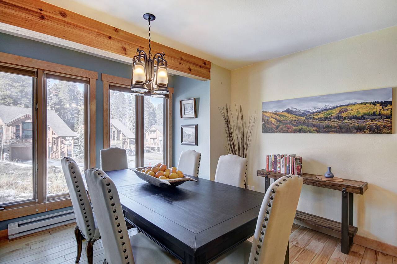 Watch the snow fall as you enjoy a meal at the dining table that can seat 10 - 4 O'Clock Lodge D26 Breckenridge Vacation Rental Watch the snow fall as you enjoy a meal at the dining table that can seat 10 - 4 O'Clock Lodge D26 Breckenridge Vacation Rental