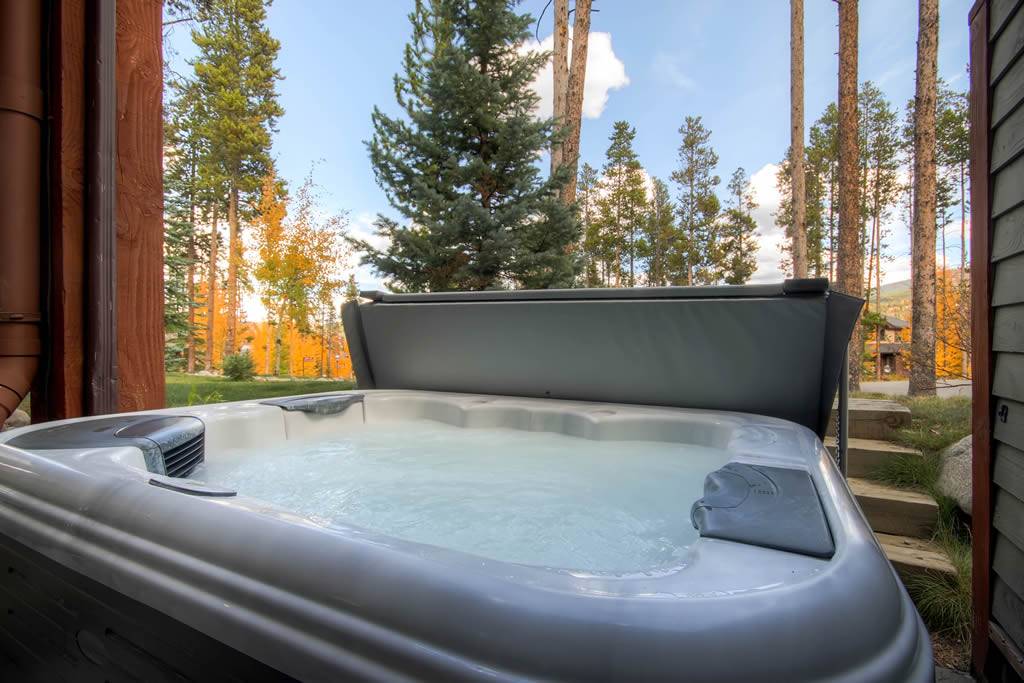 Soak in this large hot tub after a chilly day on the ski slopes - Amber Sky Breckenridge Vacation Rental Soak in this large hot tub after a chilly day on the ski slopes - Amber Sky Breckenridge Vacation Rental