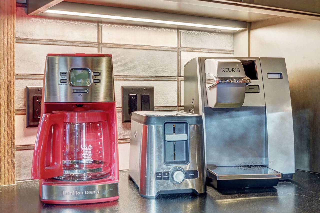 Small appliances include 12 cup coffee pot, toaster, blender, and slow cooker - Arrow Darrow Breckenridge Vacation Rental Small appliances include 12 cup coffee pot, toaster, blender, and slow cooker - Arrow Darrow Breckenridge Vacation Rental