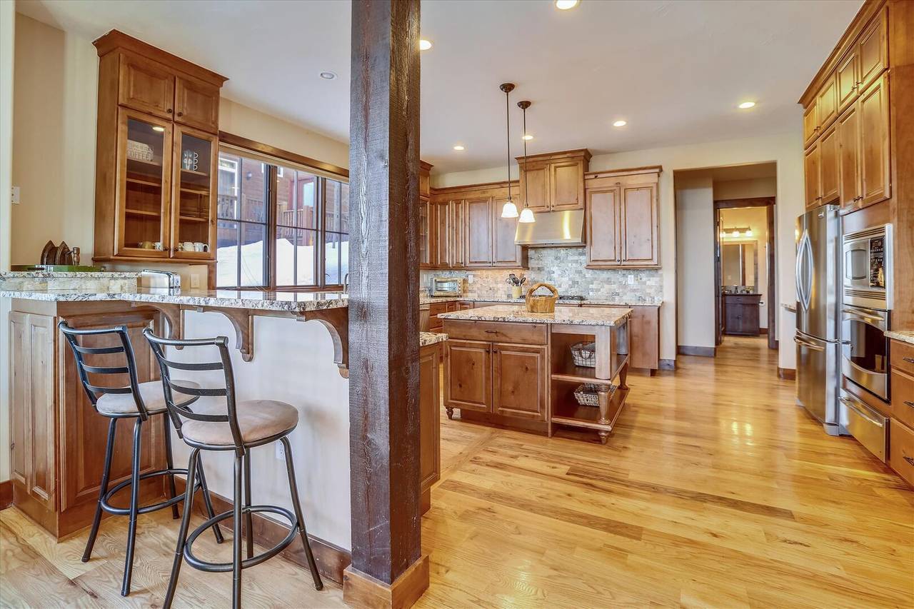 View into kitchen from dining area - Baldy Mountain Overlook Breckenridge Vacation Rental View into kitchen from dining area - Baldy Mountain Overlook Breckenridge Vacation Rental