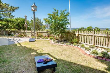 fenced back yard